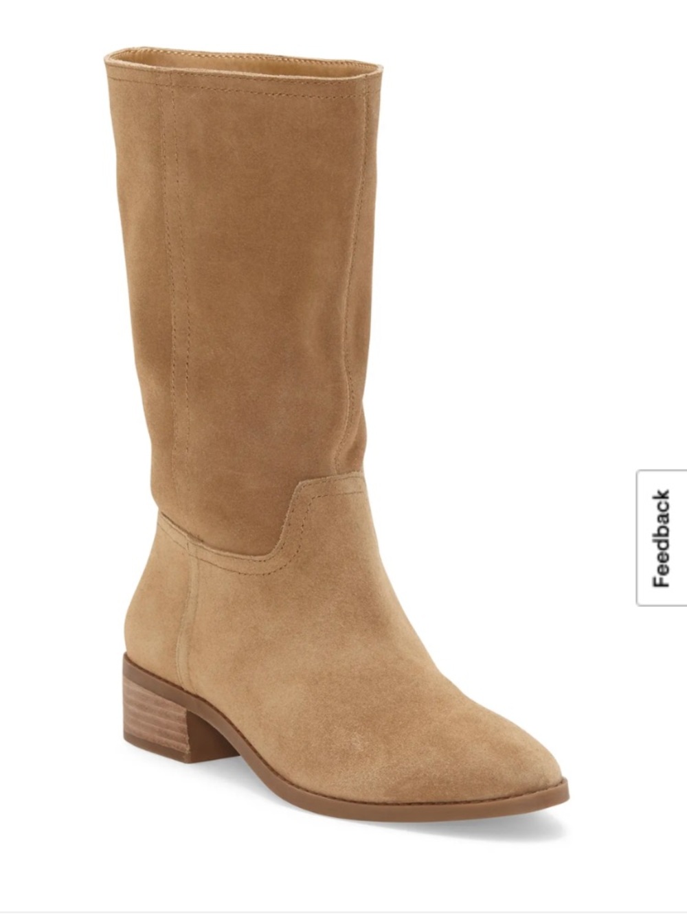 Lucky Brand Tan Suede Mid-Calf Block Heel Boots